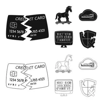 Isolated object of virus and secure logo. Collection of virus and cyber vector Stockillustratie