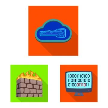 Isolated object of virus and secure logo. Set of virus and cyber vector icon for イラスト素材