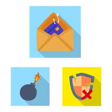 Isolated object of virus and secure logo. Set of virus and cyber stock symbol 스톡 일러스트