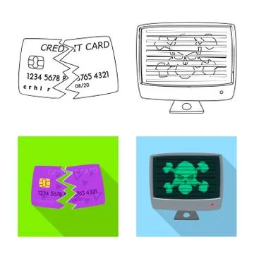 Isolated object of virus and secure logo. Set of virus and cyber vector icon for Stock Illustration