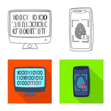 Isolated object of virus and secure symbol. Collection of virus and cyber stock イラスト素材