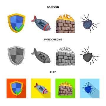 Isolated object of virus and secure symbol. Set of virus and cyber stock vector Stock Illustration