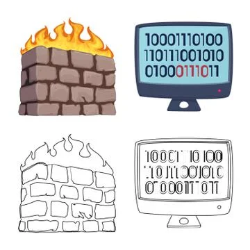 Isolated object of virus and secure symbol. Collection of virus and cyber stock イラスト素材
