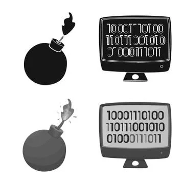 Isolated object of virus and secure symbol. Collection of virus and cyber vector Stock Illustration