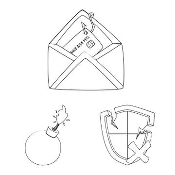 Isolated object of virus and secure icon. Collection of virus and cyber stock Stock Illustration