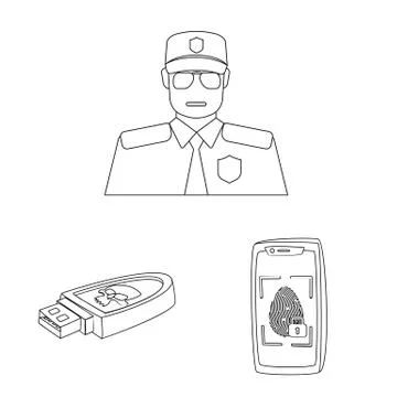 Isolated object of virus and secure logo. Collection of virus and cyber vector Stockillustratie