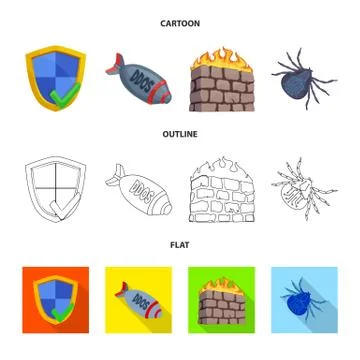 Isolated object of virus and secure logo. Collection of virus and cyber vector Stock Illustration