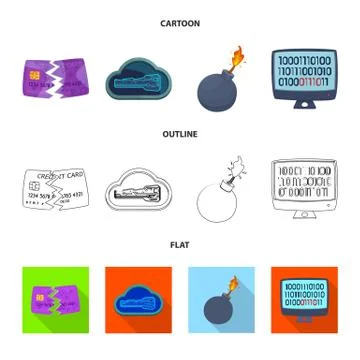 Isolated object of virus and secure sign. Collection of virus and cyber vector イラスト素材