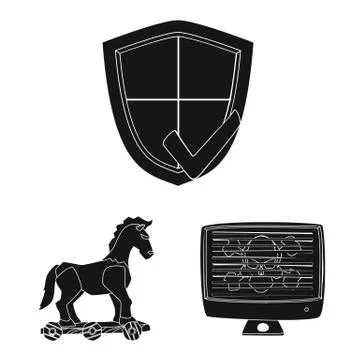 Isolated object of virus and secure sign. Collection of virus and cyber vector Stock Illustration