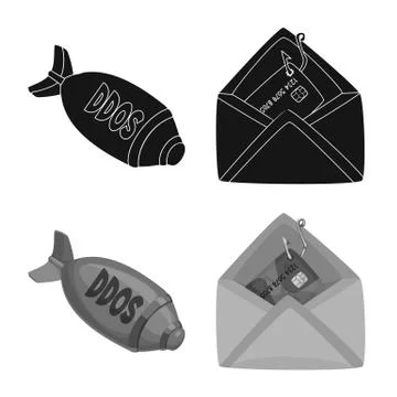 Isolated object of virus and secure icon. Set of virus and cyber stock symbol Stock Illustration