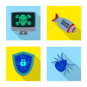 Isolated object of virus and secure symbol. Collection of virus and cyber stock Illustrazione stock