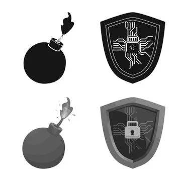 Isolated object of virus and secure symbol. Collection of virus and cyber stock Illustrazione stock