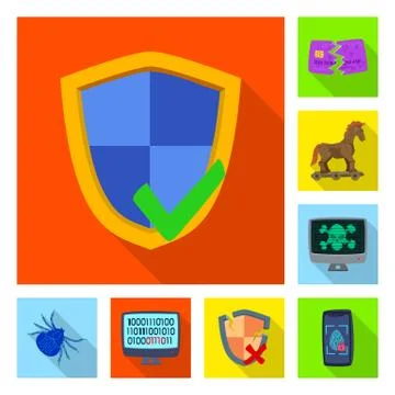 Isolated object of virus and secure icon. Collection of virus and cyber vector Stock-Illustration