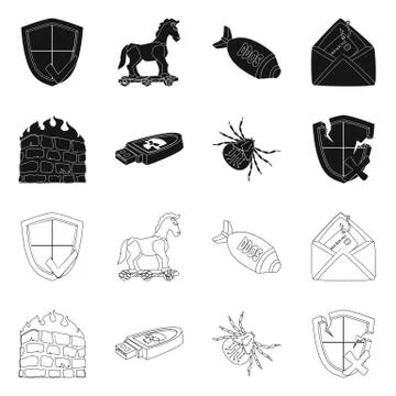 Isolated object of virus and secure logo. Collection of virus and cyber vector イラスト素材