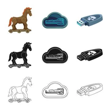 Isolated object of virus and secure icon. Collection of virus and cyber stock Illustrazione stock