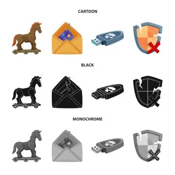 Isolated object of virus and secure sign. Collection of virus and cyber stock Stock-Illustration