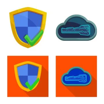 Isolated object of virus and secure symbol. Set of virus and cyber vector icon 스톡 일러스트