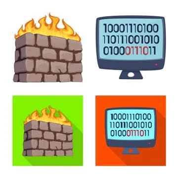 Isolated object of virus and secure logo. Collection of virus and cyber stock イラスト素材