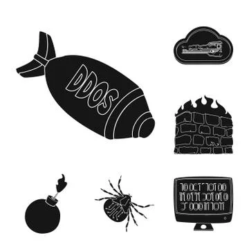 Isolated object of virus and secure icon. Set of virus and cyber vector icon for Stock Illustration