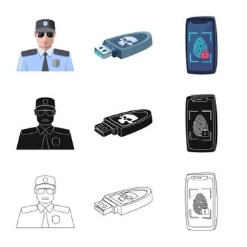 Isolated object of virus and secure icon. Set of virus and cyber stock vector Stockillustratie