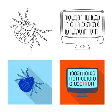 Isolated object of virus and secure icon. Set of virus and cyber stock vector イラスト素材