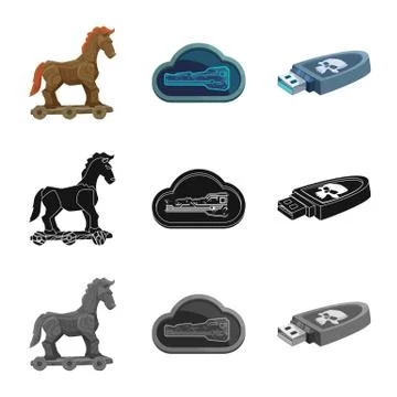 Isolated object of virus and secure symbol. Set of virus and cyber stock symbol イラスト素材