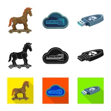 Isolated object of virus and secure logo. Set of virus and cyber vector icon for イラスト素材