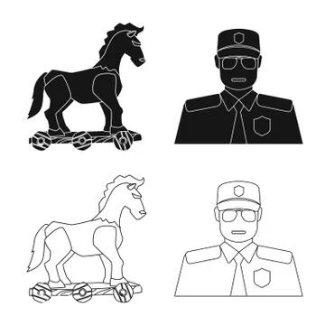 Isolated object of virus and secure icon. Collection of virus and cyber stock Stock Illustration