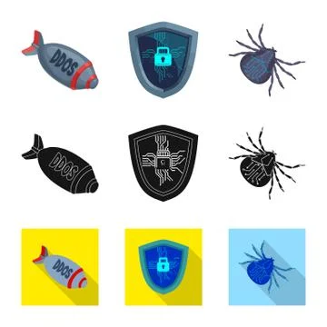 Isolated object of virus and secure logo. Collection of virus and cyber vector イラスト素材