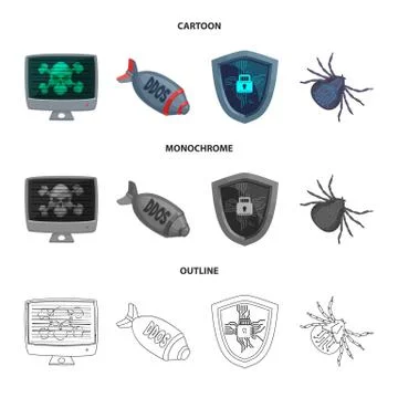 Isolated object of virus and secure sign. Set of virus and cyber vector icon for イラスト素材