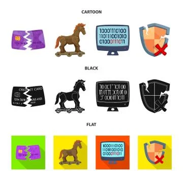 Isolated object of virus and secure sign. Set of virus and cyber stock vector Stock Illustration