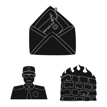 Isolated object of virus and secure icon. Collection of virus and cyber vector Stock Illustration