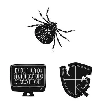Isolated object of virus and secure icon. Set of virus and cyber stock vector イラスト素材