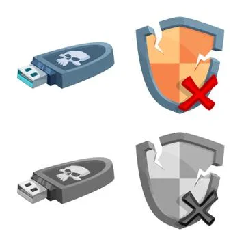 Isolated object of virus and secure sign. Set of virus and cyber stock vector イラスト素材