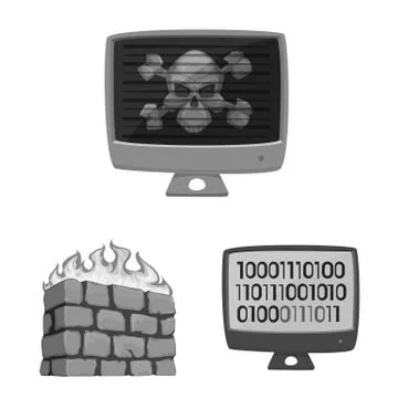 Isolated object of virus and secure sign. Set of virus and cyber stock symbol イラスト素材