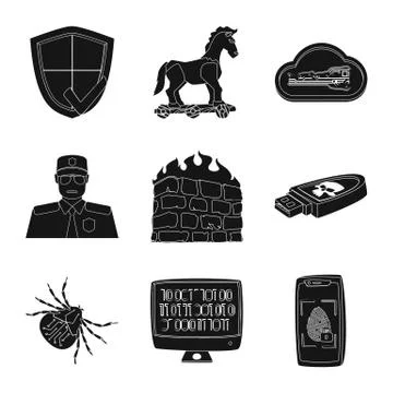 Isolated object of virus and secure icon. Set of virus and cyber stock vector Stock Illustration