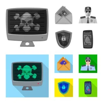 Isolated object of virus and secure symbol. Set of virus and cyber vector icon イラスト素材