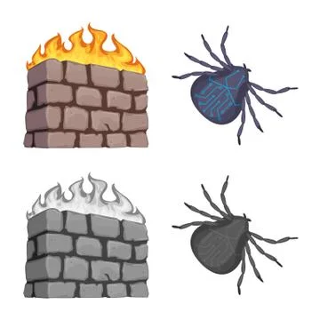 Isolated object of virus and secure sign. Collection of virus and cyber stock Stock Illustration