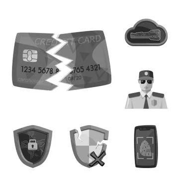 Isolated object of virus and secure sign. Collection of virus and cyber vector Illustrazione stock