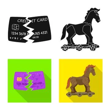 Isolated object of virus and secure sign. Set of virus and cyber stock symbol Stock Illustration