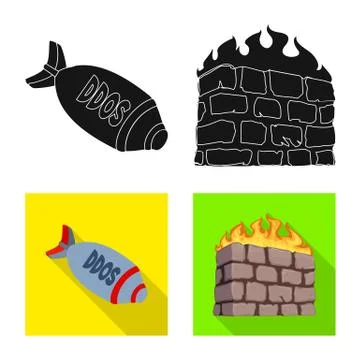 Isolated object of virus and secure logo. Set of virus and cyber vector icon for 스톡 일러스트