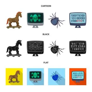 Isolated object of virus and secure logo. Collection of virus and cyber stock Stockillustratie