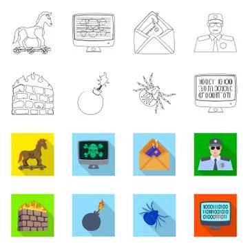 Isolated object of virus and secure sign. Set of virus and cyber stock vector Stock-Illustration