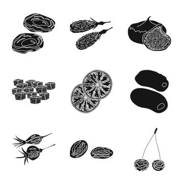 Isolated object of vitamin and nature icon. Set of vitamin and dried vector icon Stock Illustration