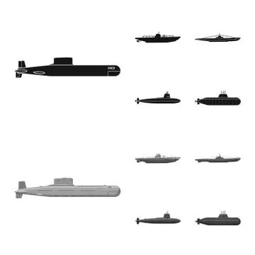 Isolated object of war and ship logo. Collection of war and fleet stock vector Stock Illustration