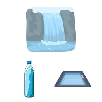 Isolated object of water and drop sign. Collection of water and splash stock Illustrazione stock