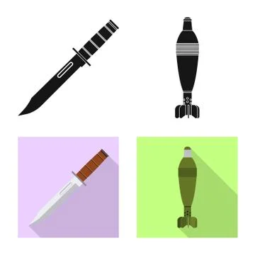 Isolated object of weapon and gun symbol. Collection of weapon and army vector Stock Illustration