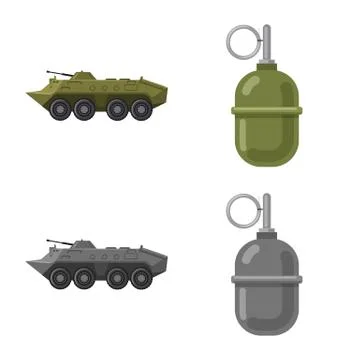 Isolated object of weapon and gun icon. Collection of weapon and army vector Stock Illustration