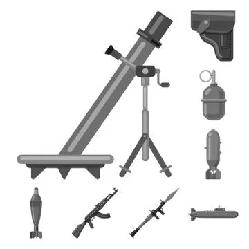 Isolated object of weapon and gun logo. Collection of weapon and army stock Stock Illustration