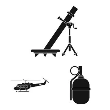 Isolated object of weapon and gun logo. Collection of weapon and army stock イラスト素材